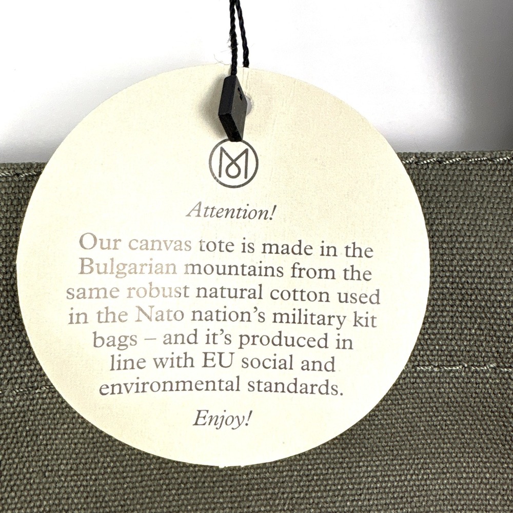 NWT Monocle Voyage Canvas Tote Bag Olive Green Shoulder Strap Handle Snap Close - Picture 8 of 15